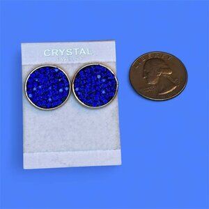 Pierced , Blue Crystal earrings - ballroom  - formal